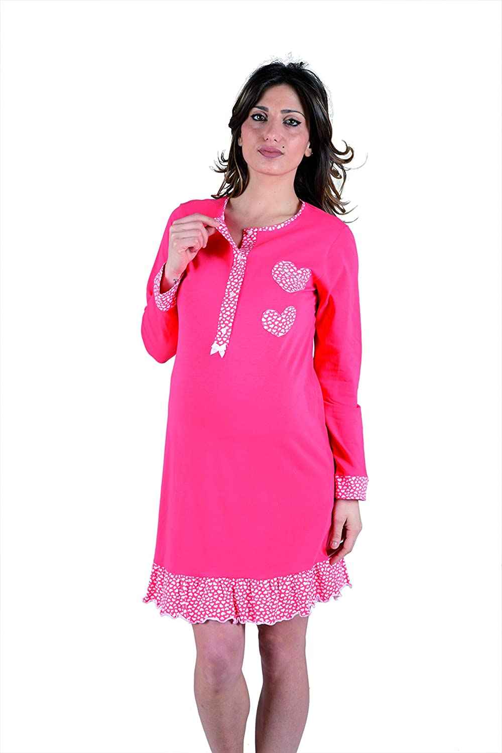 Camicia da notte premaman cuori T7 con design elegante e confortevole - babykid