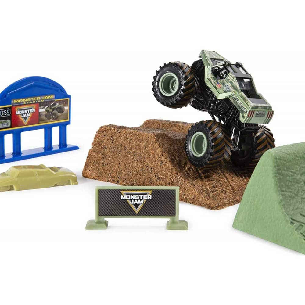 MONSTER JAM, SET DELUXE CON SABBIA MONSTE - Babykid