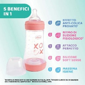BIBERON PERFECT5 ROSA 240ML SIL 2FORI - Babykid