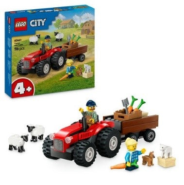 LEGO CITY GREAT VEHICLES - TRATTORE AGRICOLO ROSSO CON RIMORCHIO E PECORE - 6046 - Babykid