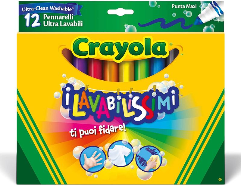 12 COLORI FIBRA LAVABILIS PUNTA MAXI - Babykid