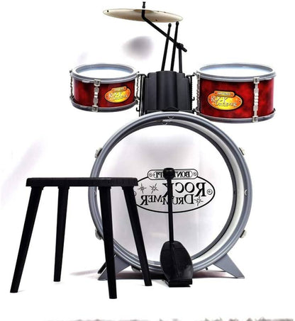 BATTERIA CLASSICA 4 ELEMENTI, CON SGABELLO E 2 BACCHETTE - babykid