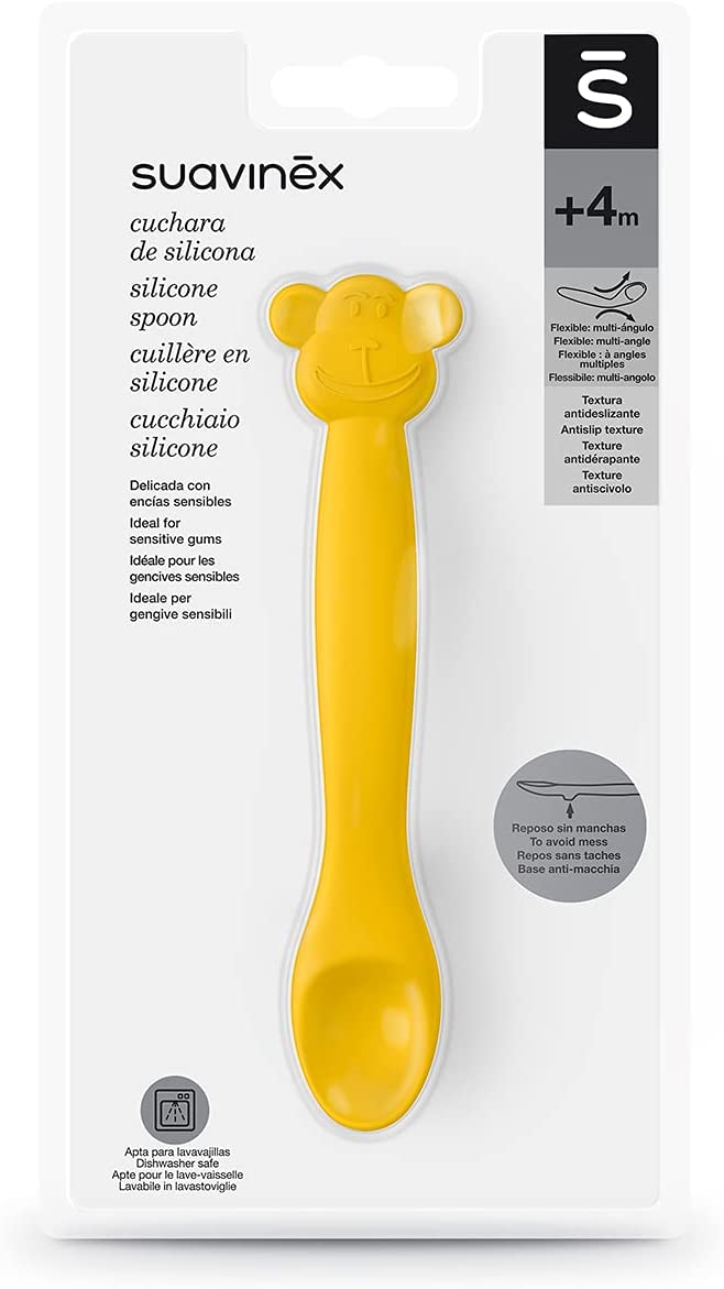 CUCCHIAIO MONKEY SILICONE GIALLO - babykid