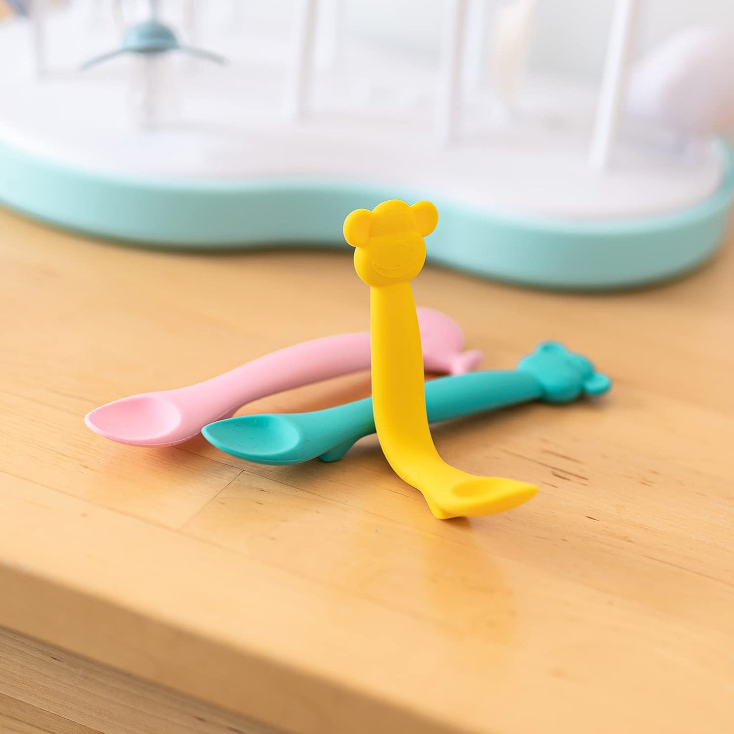 CUCCHIAIO MONKEY SILICONE GIALLO - babykid