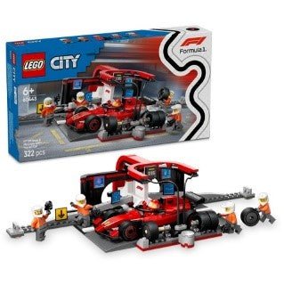 LEGO - CITY FORMULA 1 - PITSTOP E MECCANICI CON MONOPOSTO FERRARI F1 - 60443 - babykid