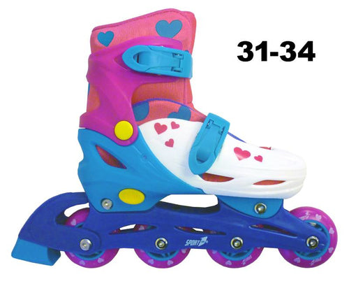 PATTINI IN-LINE EASY ROLLER 31/34 REGOLABILI ROSA NUOVA GRAFICA - Babykid