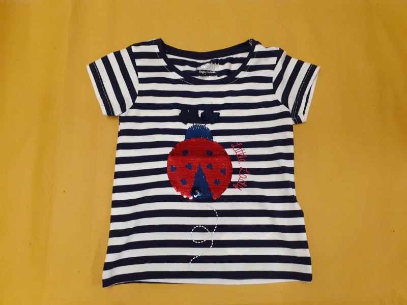 SHORT SLEEVE T-SHIRT WITH SEQUINS LIGHT NAVY TG 2 - Babykid