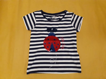 SHORT SLEEVE T-SHIRT WITH SEQUINS LIGHT NAVY TG 2 - Babykid