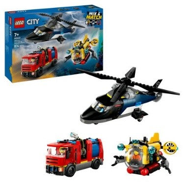 LEGO CITY GREAT VEHICLES - ELICOTTERO, AUTOPOMPA E SOTTOMARINO - 60462 - Babykid
