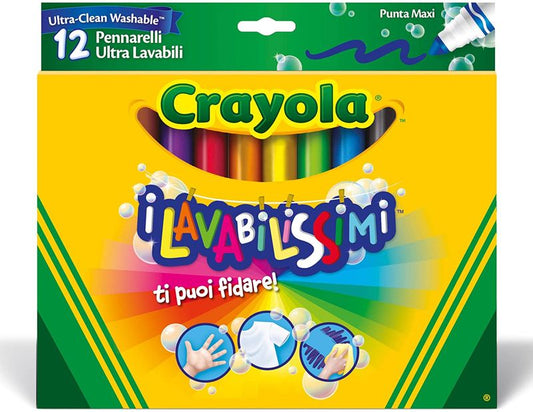 12 COLORI FIBRA LAVABILIS PUNTA MAXI - Babykid