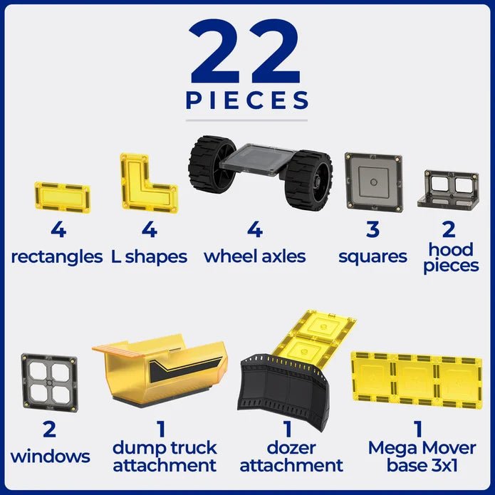 MAGNETIC TILES MEGA EARTH MOVER 22 PIECES - babykid