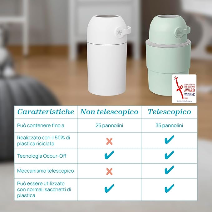 ODOUR OFF MANGIAPANNOLINI TELESCOPICO VERDE - babykid