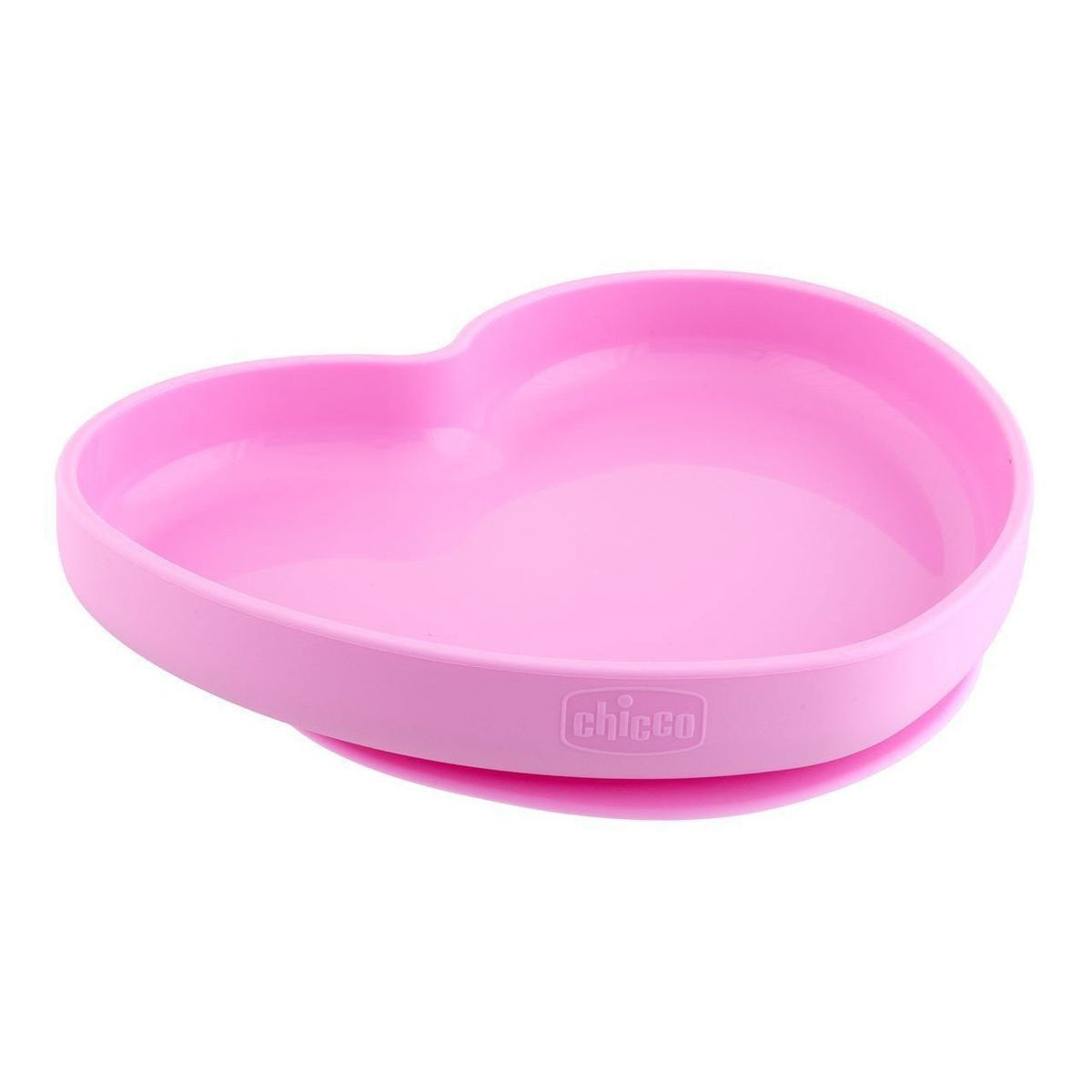 PIATTO CUORE CON VENTOSA SILICONE ROSA - babykid