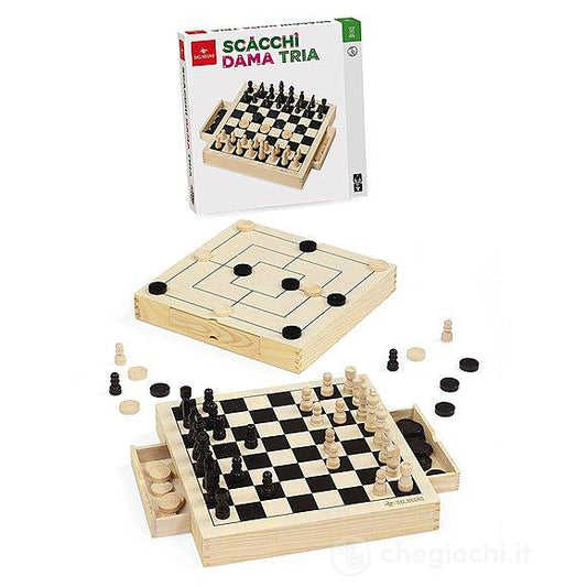 SCACCHI DAMA TRIA LEGNO 30 CM - babykid