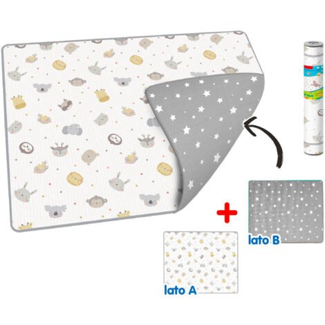 TAPPETO ARROTOLABILE 200X150 cm ANIMALI E STELLINE - babykid