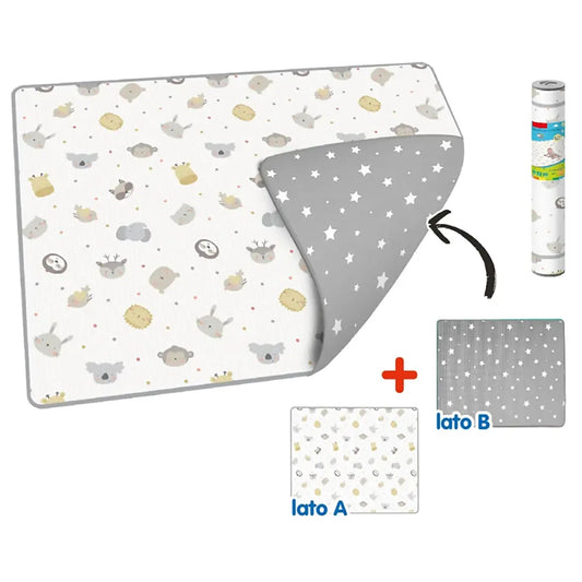 TAPPETO ARROTOLABILE 200X150 cm ANIMALI E STELLINE - babykid